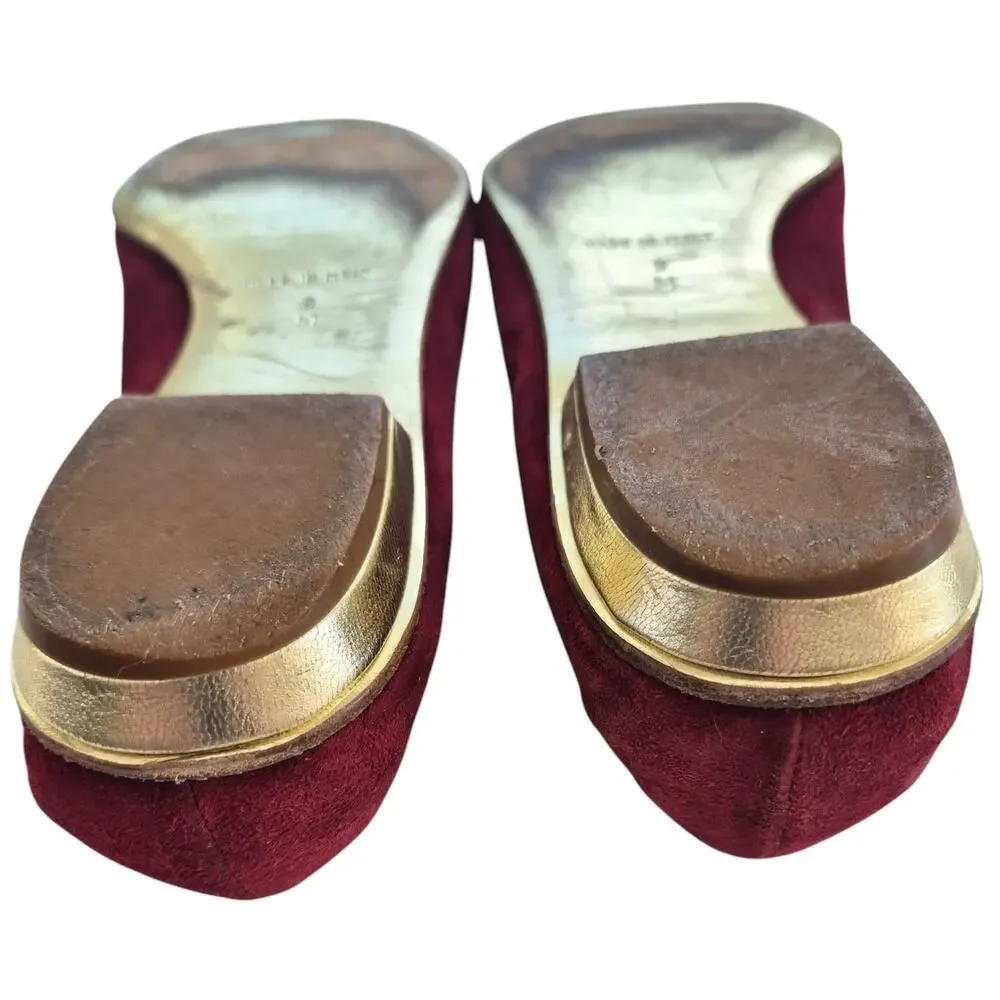 Juicy Couture Ballet Flats Sz 9 Red Suede Made in Italy Square Toe Shoes Classic